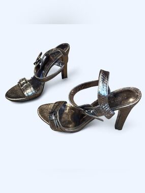 Grunge Silver Leather Buckle Heels by Lauren Ralph Lauren!
